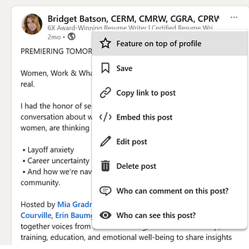 featured section on linkedin